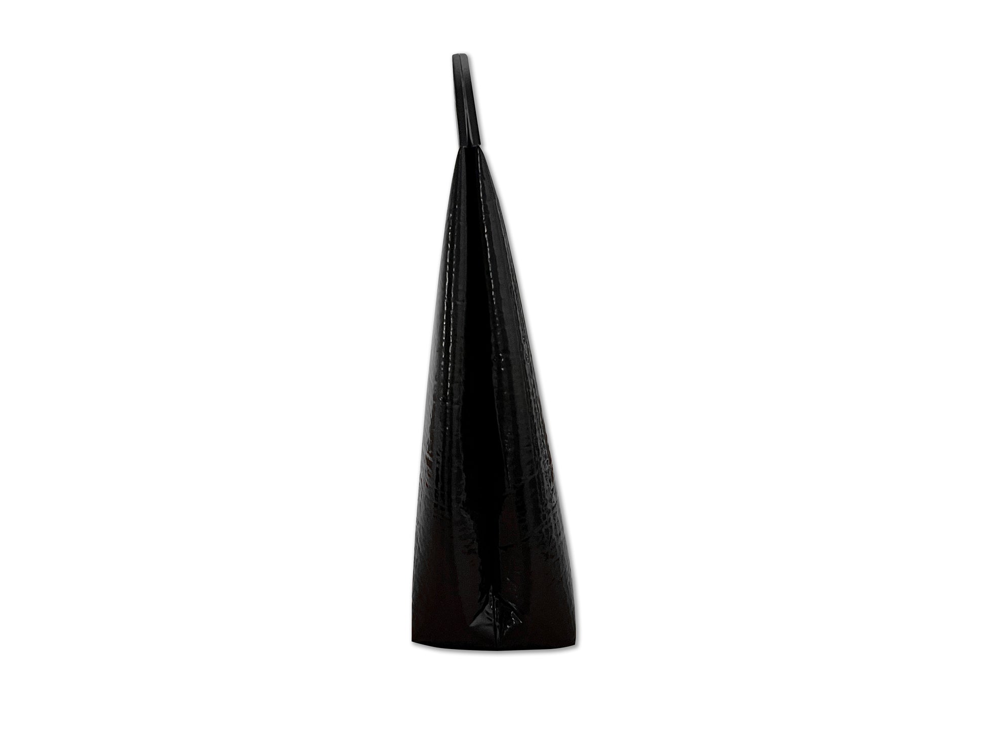 Snap top insulated beverage carrier in all black, side view
